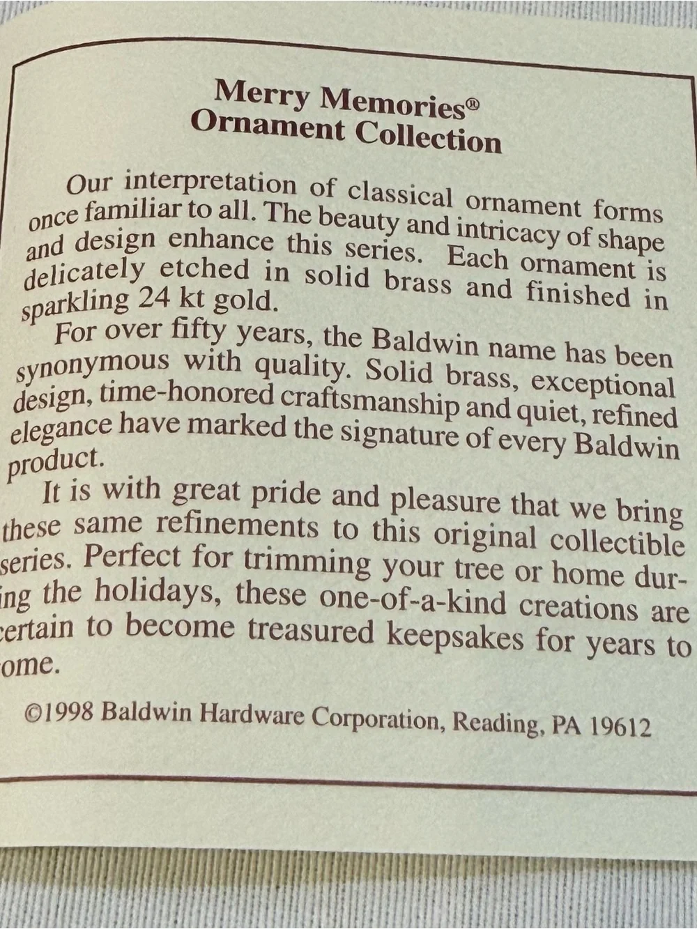BALDWIN 24kt GOLD FINISH BRASS DROPLET CHRISTMAS ORNAMENT 77020.010 Lot of 2 VTG